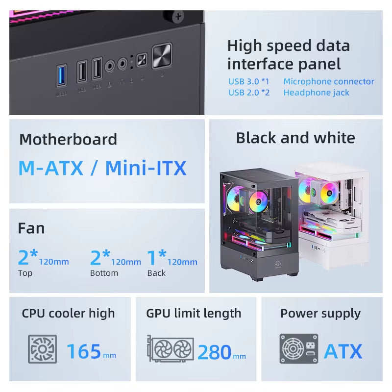 SNOWMAN Sleek Mini Gaming PC Case Compact and Lightweight Aluminium Chassis for Enthusiast'S Computer
