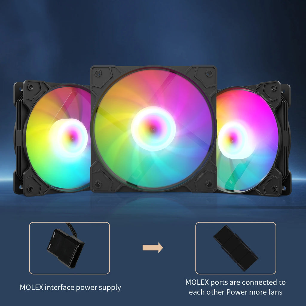 Casing Fans RX-134 PC Case Fan 120Mm Gabinete Fans Fixed RGB Gaming 12V Molex Computer Gamer Cooling Ventilador