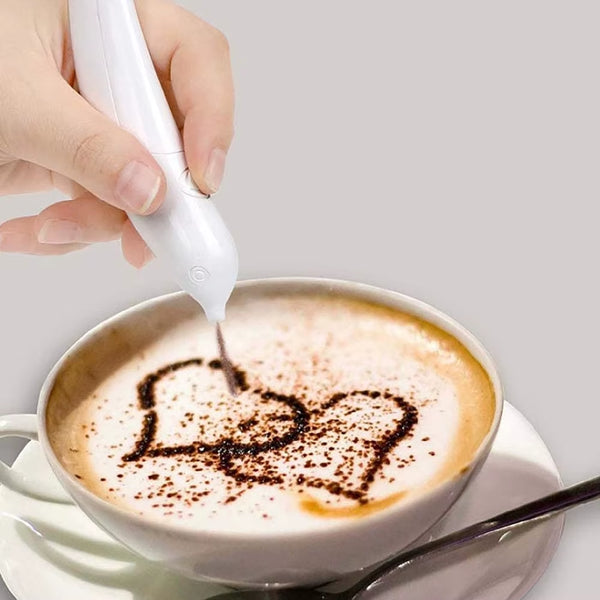 Electrical Latte Art Pen - 1 Piece Coffee and Cake Decoration Tool for Pastry and Baking Designs